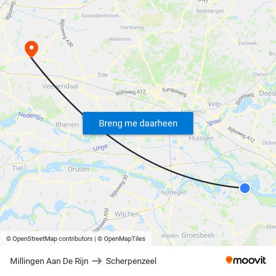 Millingen Aan De Rijn to Scherpenzeel map