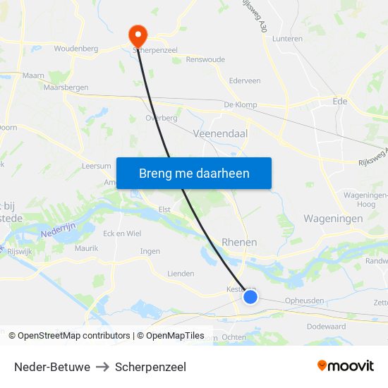 Neder-Betuwe to Scherpenzeel map