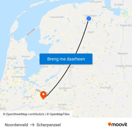 Noordenveld to Scherpenzeel map