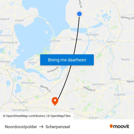 Noordoostpolder to Scherpenzeel map