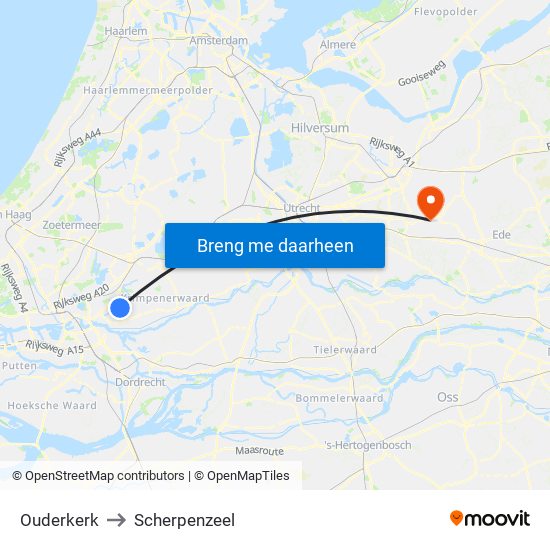 Ouderkerk to Scherpenzeel map