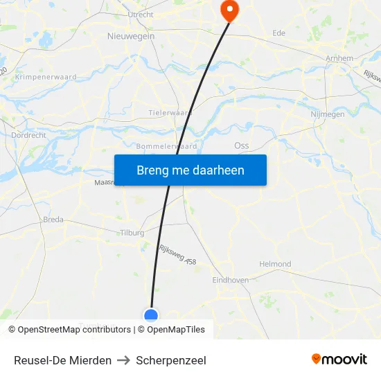 Reusel-De Mierden to Scherpenzeel map