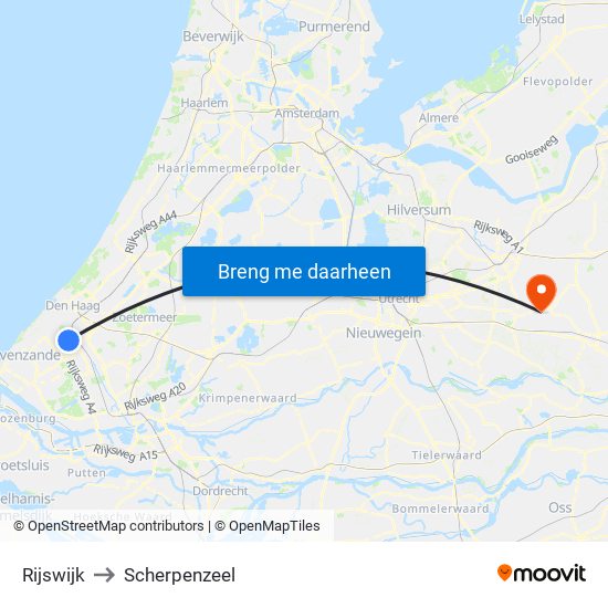 Rijswijk to Scherpenzeel map