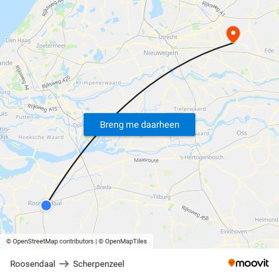 Roosendaal to Scherpenzeel map