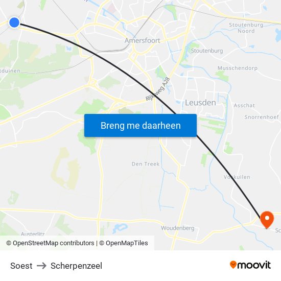 Soest to Scherpenzeel map