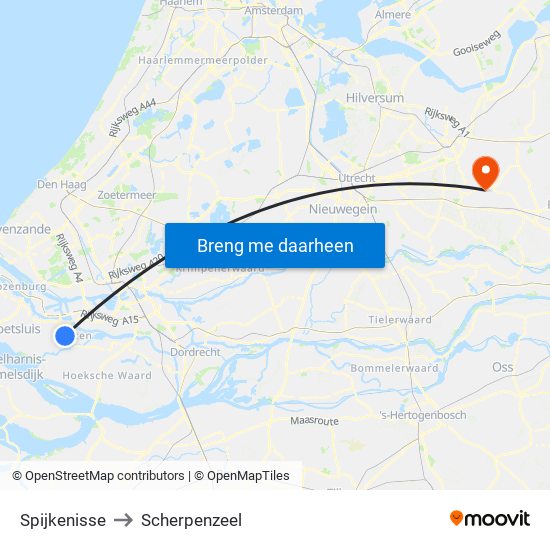 Spijkenisse to Scherpenzeel map