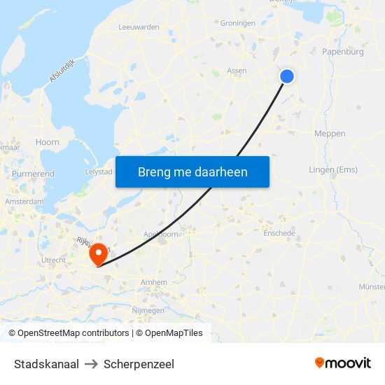 Stadskanaal to Scherpenzeel map