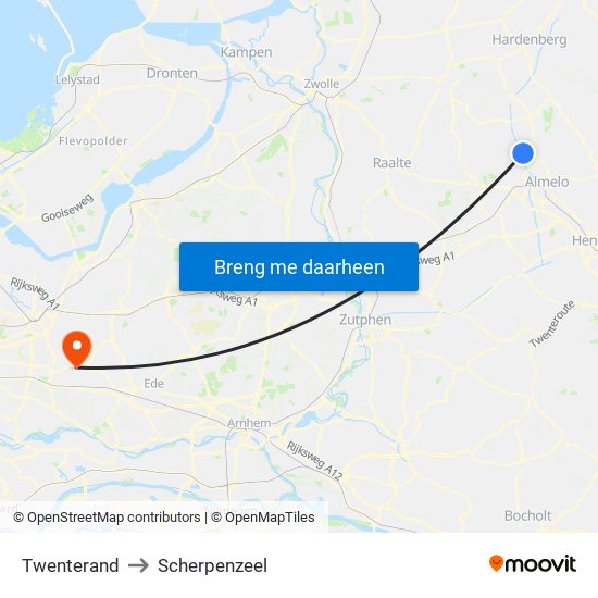 Twenterand to Scherpenzeel map