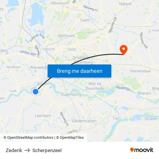 Zederik to Scherpenzeel map