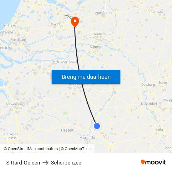 Sittard-Geleen to Scherpenzeel map