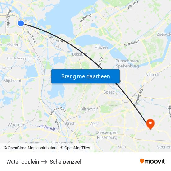 Waterlooplein to Scherpenzeel map
