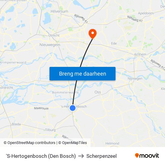 'S-Hertogenbosch (Den Bosch) to Scherpenzeel map