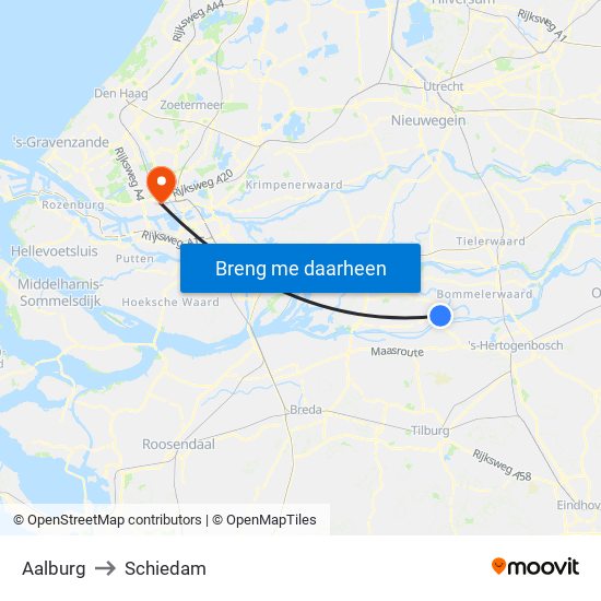 Aalburg to Schiedam map