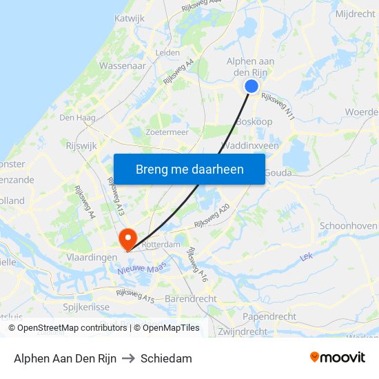 Alphen Aan Den Rijn to Schiedam map