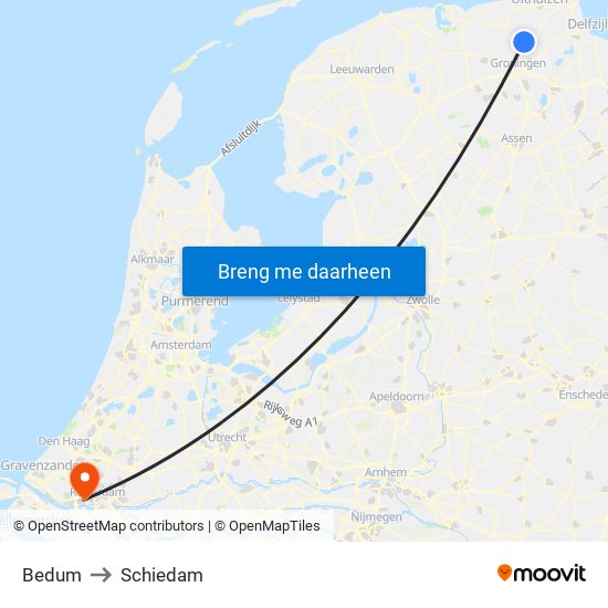 Bedum to Schiedam map