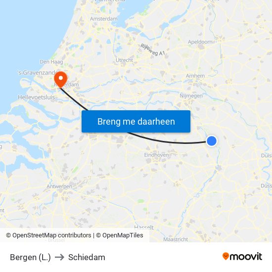 Bergen (L.) to Schiedam map