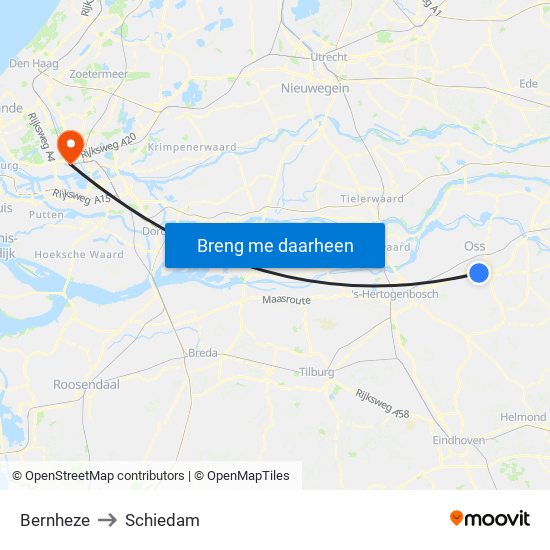 Bernheze to Schiedam map