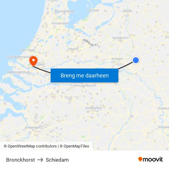 Bronckhorst to Schiedam map