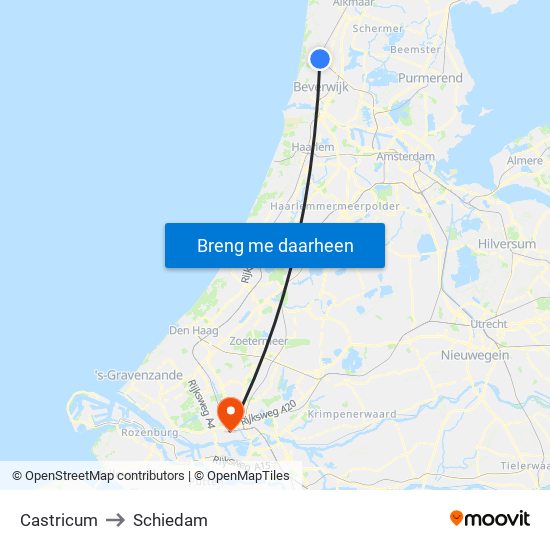 Castricum to Schiedam map