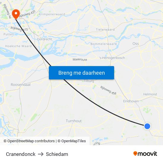 Cranendonck to Schiedam map