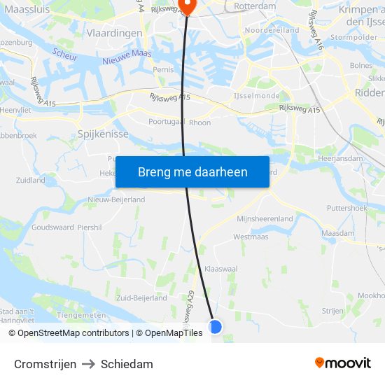 Cromstrijen to Schiedam map