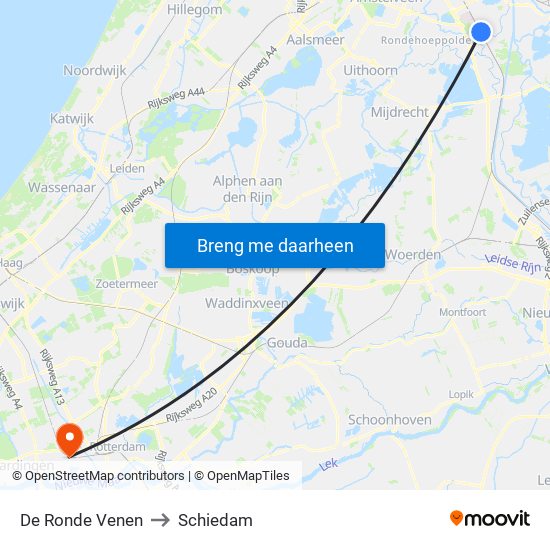 De Ronde Venen to Schiedam map