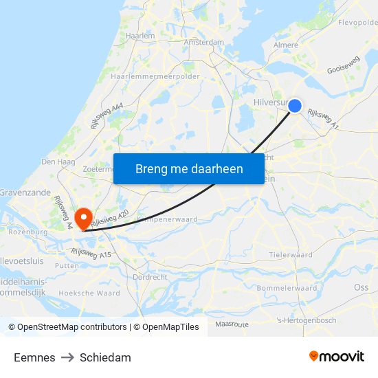 Eemnes to Schiedam map
