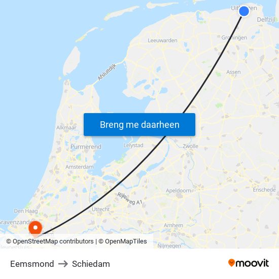 Eemsmond to Schiedam map