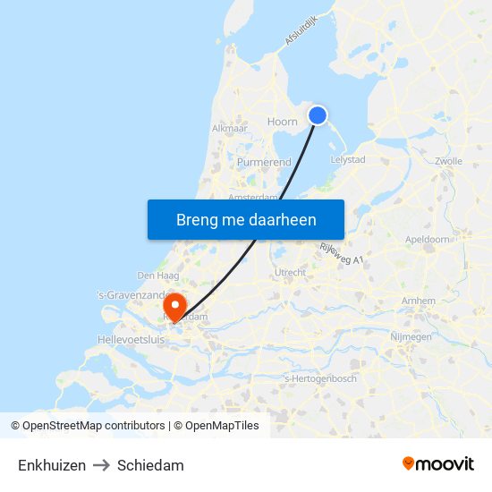 Enkhuizen to Schiedam map