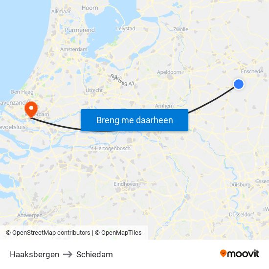Haaksbergen to Schiedam map