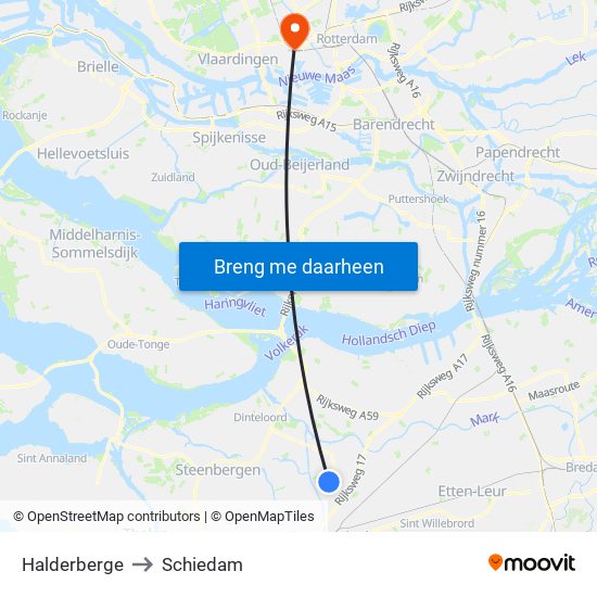 Halderberge to Schiedam map