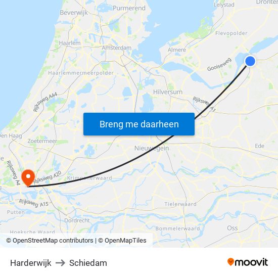 Harderwijk to Schiedam map