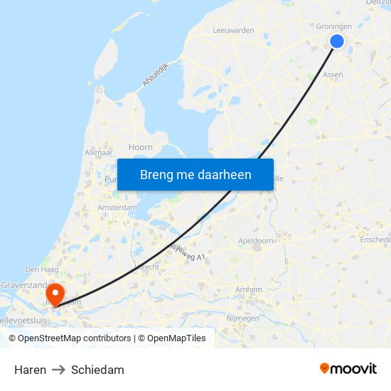 Haren to Schiedam map