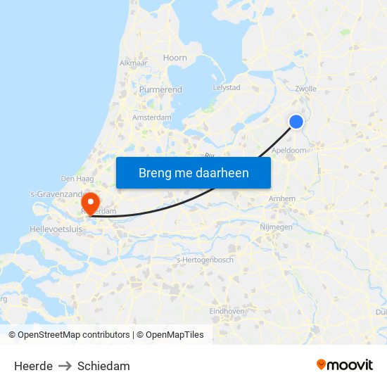 Heerde to Schiedam map
