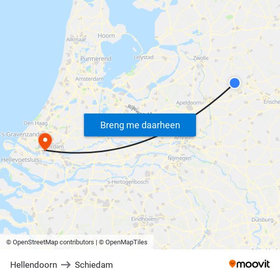 Hellendoorn to Schiedam map