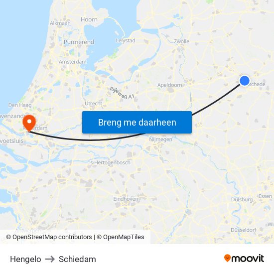 Hengelo to Schiedam map