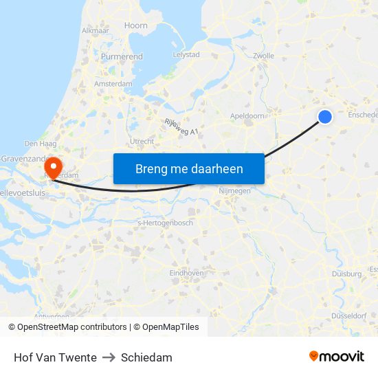 Hof Van Twente to Schiedam map