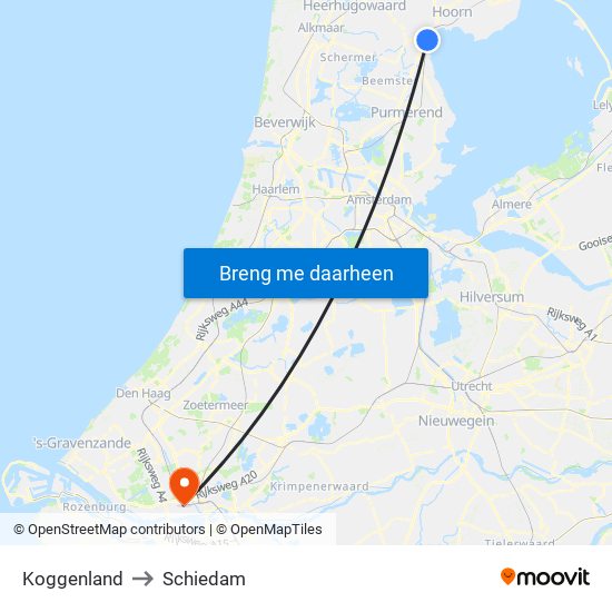 Koggenland to Schiedam map