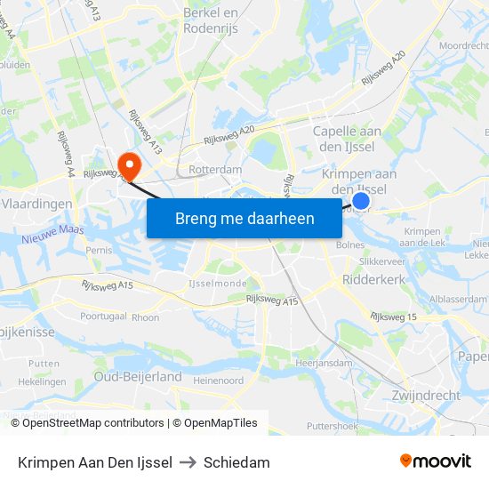 Krimpen Aan Den Ijssel to Schiedam map