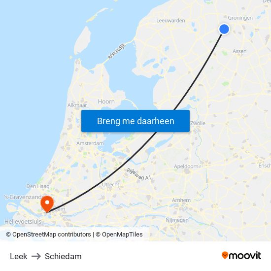 Leek to Schiedam map