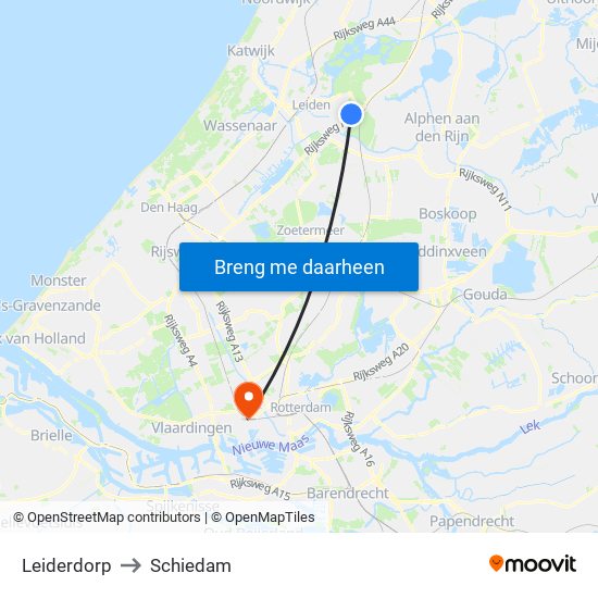 Leiderdorp to Schiedam map