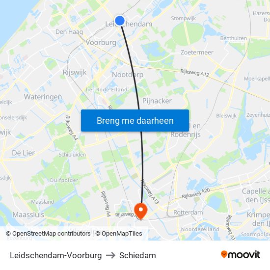Leidschendam-Voorburg to Schiedam map