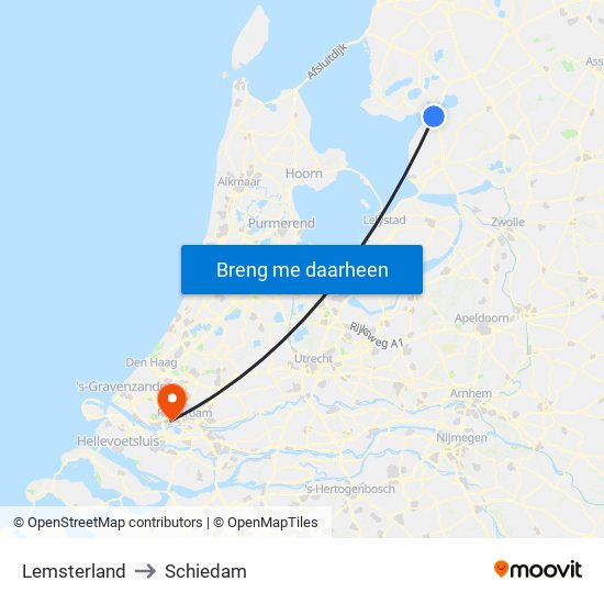 Lemsterland to Schiedam map