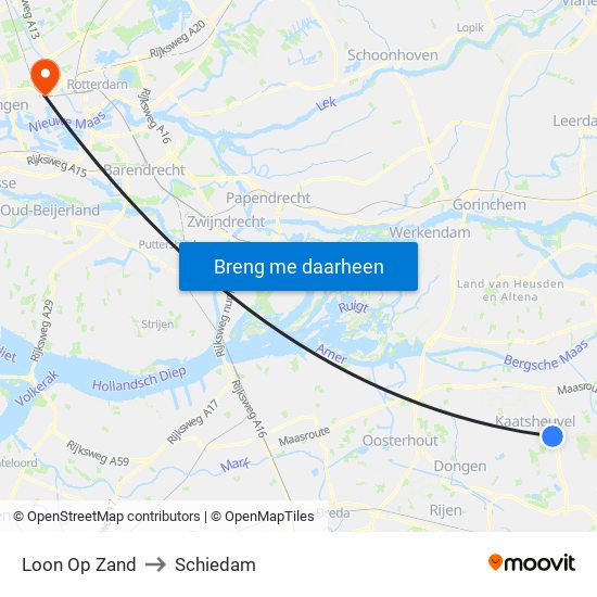 Loon Op Zand to Schiedam map