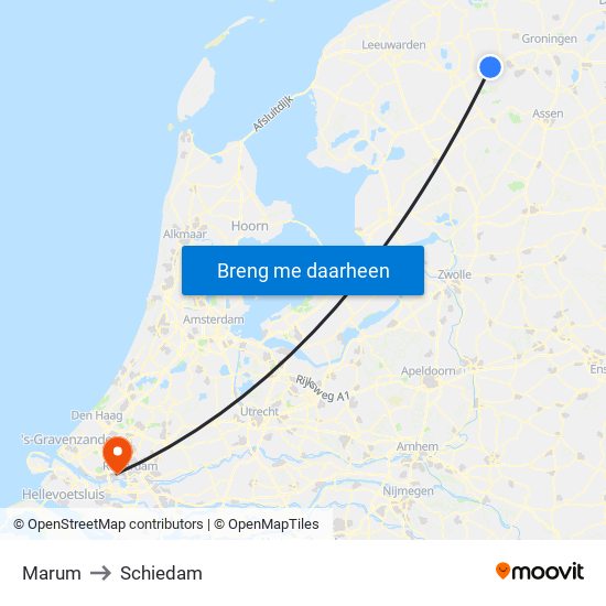 Marum to Schiedam map