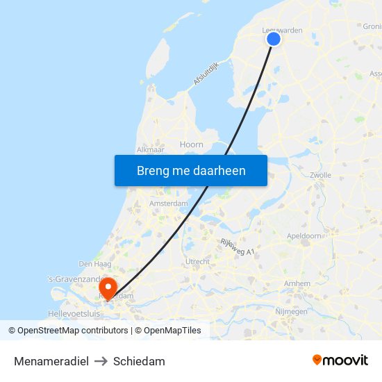Menameradiel to Schiedam map