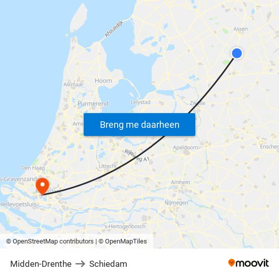 Midden-Drenthe to Schiedam map