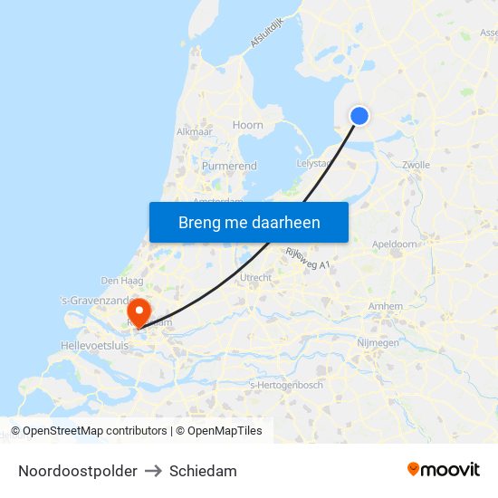 Noordoostpolder to Schiedam map