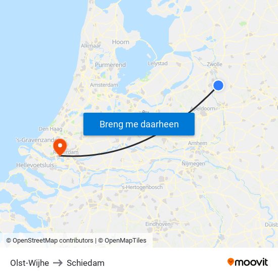 Olst-Wijhe to Schiedam map