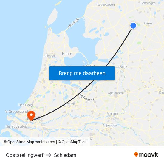 Ooststellingwerf to Schiedam map